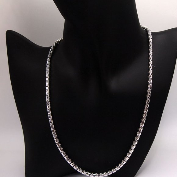 Awesome 22 Inch Long Round Box Necklace 4mm Wide, - Picture 8 of 11